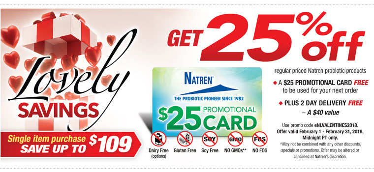 Get 25% off regular priced Natren probiotic products